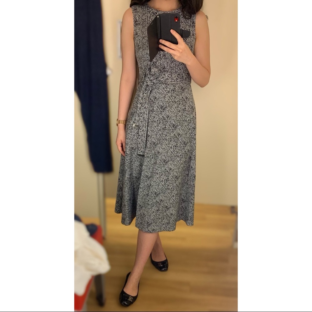 Calvin Klein Gray Tweed Dress with Belt, Size 2
